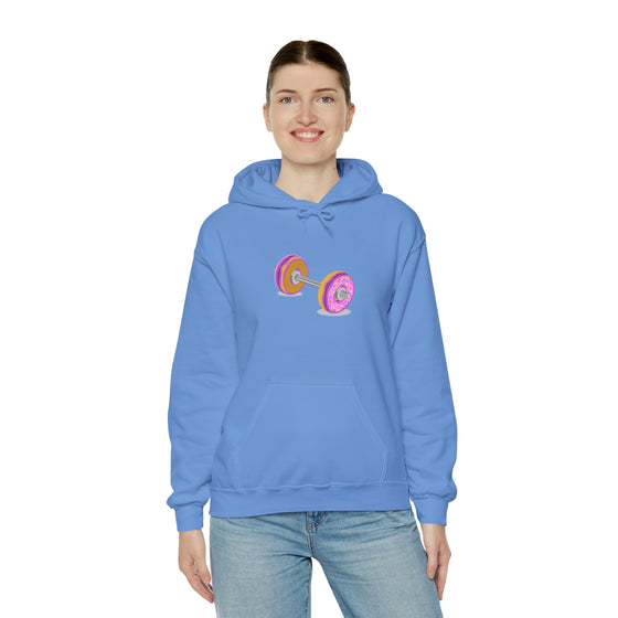 Doughnut Barbell Foodie Sweatshirt | Abstract Unisex Hooded Hoodie Sweatshirt