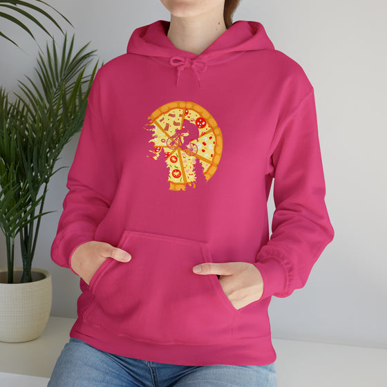 Pizza Moon Bike Ride Sweatshirt |  Abstract Unisex Hooded Hoodie Sweatshirt