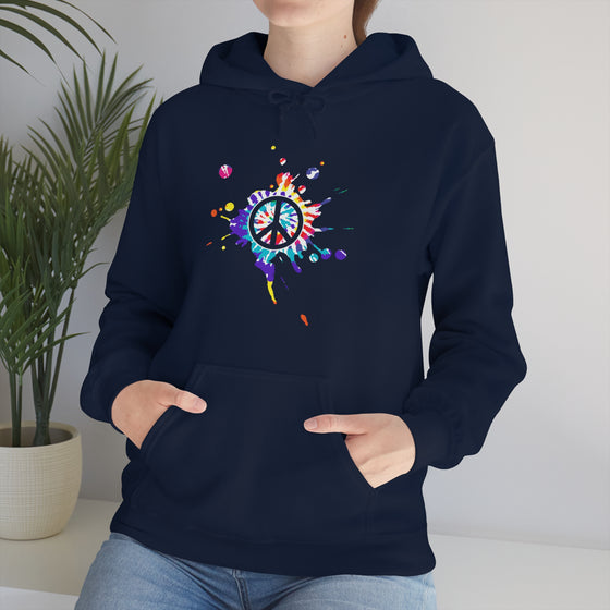 Chill Stitch – Peace Sign Color Splat - Unisex Hooded Hoodie Sweatshirt – Embrace Your Vibe