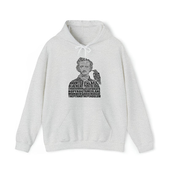Edgar Alan Poe Poet | Unisex Hooded Hoodie Sweatshirt | Embrace Your Vibe | Calligram Word Design