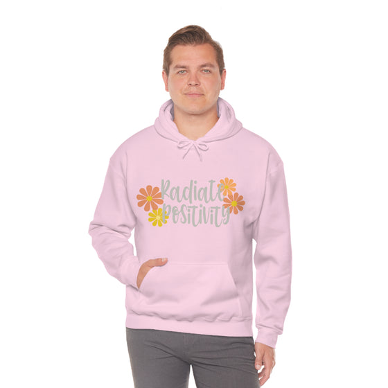 Chill Stitch – Radiate Positivity - Unisex Hooded Hoodie Sweatshirt – Embrace Your Vibe