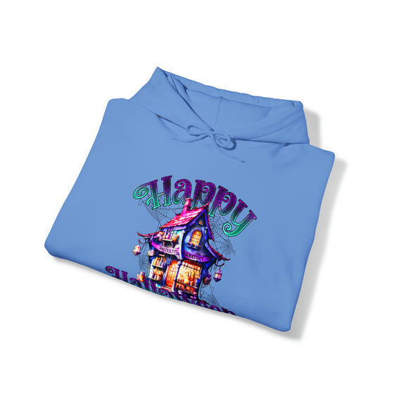 Halloween Sweatshirt | Happy Halloween Haunted House | Unisex Hooded Hoodie Sweatshirt