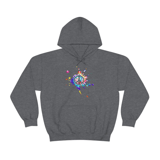 Chill Stitch – Peace Sign Color Splat - Unisex Hooded Hoodie Sweatshirt – Embrace Your Vibe