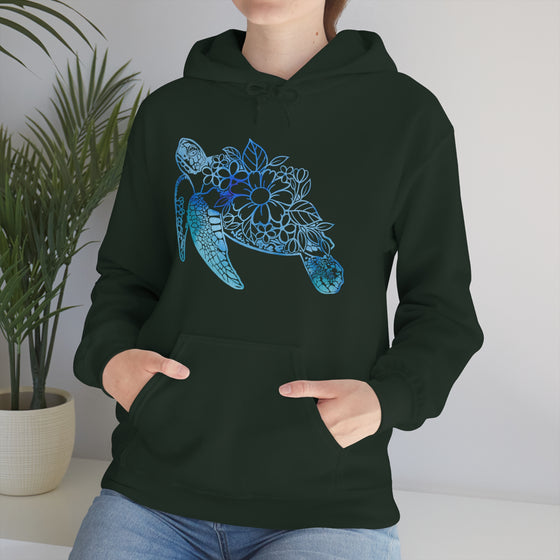 Floral Mandala Sea Turtle Sweatshirt | Unisex Hooded Hoodie Sweatshirt