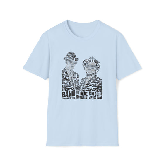 Blues Brothers Movies | Unisex Soft Style Tee T-Shirt | Embrace Your Vibe | Calligram Word Design