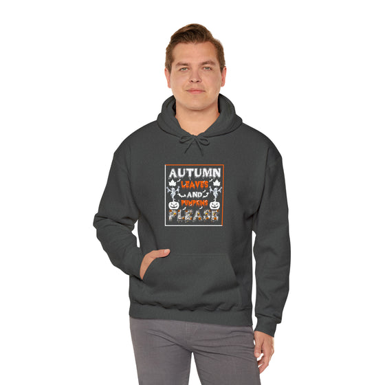 Halloween Sweatshirt | Autumn Leaves And Pumpkins Please | Unisex Hooded Hoodie Sweatshirt