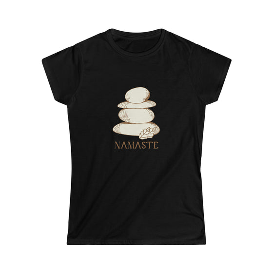 Yoga Namaste Stacked Stones |  Women's Soft style Tee | Embrace Your Vibe