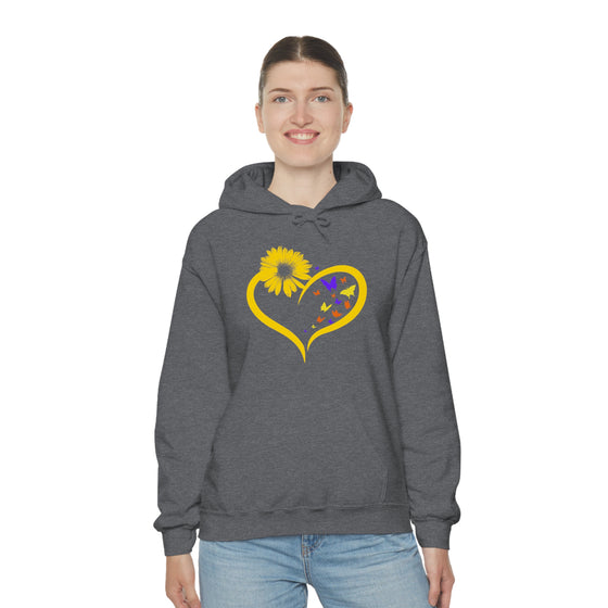 Butterflies Sunflower | Unisex Hooded Hoodie Sweatshirt | Embrace Your Vibe