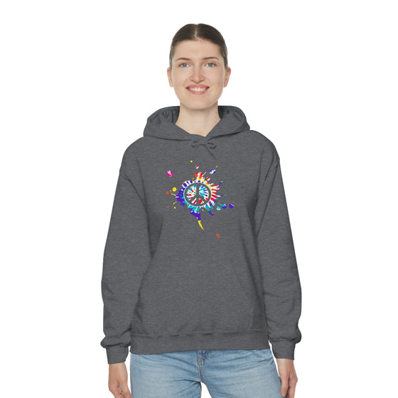 Chill Stitch – Peace Sign Color Splat - Unisex Hooded Hoodie Sweatshirt – Embrace Your Vibe