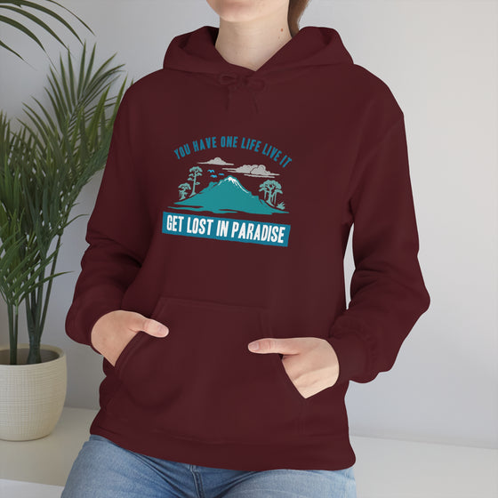 Chill Stitch – Get Lost in Paradise - Unisex Hooded Hoodie Sweatshirt – Embrace Your Vibe