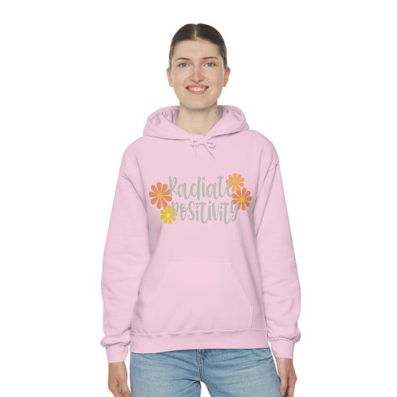 Chill Stitch – Radiate Positivity - Unisex Hooded Hoodie Sweatshirt – Embrace Your Vibe