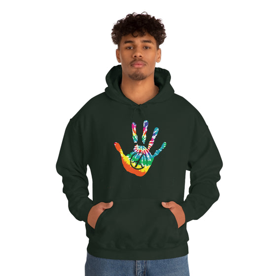 Chill Stitch –Tie-dye Peace Hand - Unisex Hooded Hoodie Sweatshirt – Embrace Your Vibe