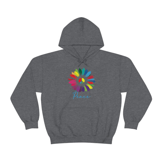 Chill Stitch – Sunflower Rainbow Peace - Unisex Hooded Hoodie Sweatshirt – Embrace Your Vibe