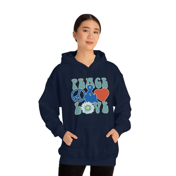 Chill Stitch – Peace & Love - Unisex Hooded Hoodie Sweatshirt – Embrace Your Vibe