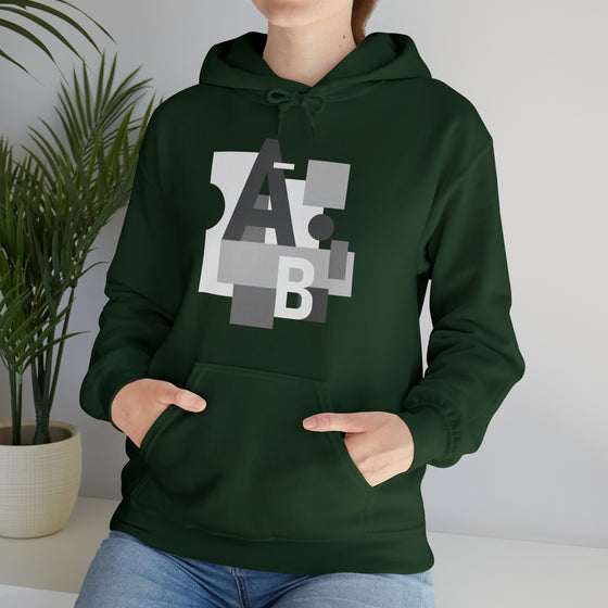 Abstract Shapes V8 Block Letters  | Abstract | Minimalist | Modern  Unisex Hooded Hoodie Sweatshirt | Embrace Your Vibe