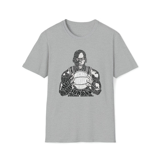 Michael Jordan Basketball |  Unisex Soft Style Tee T-Shirt  | Calligram Word Design