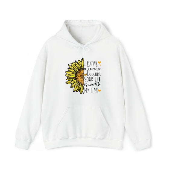 Teacher Life Sweatshirt | Teaching Become a Teacher Sunflower | Unisex Hooded Hoodie Sweatshirt