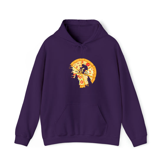 Pizza Moon Bike Ride Sweatshirt |  Abstract Unisex Hooded Hoodie Sweatshirt