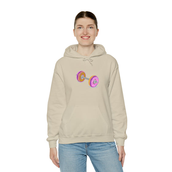 Doughnut Barbell Foodie Sweatshirt | Abstract Unisex Hooded Hoodie Sweatshirt