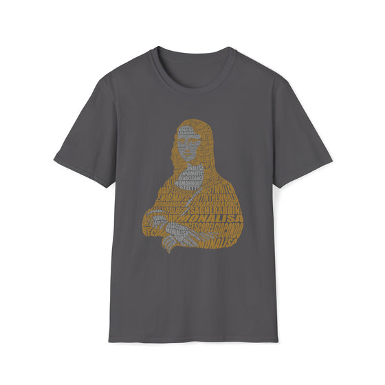 Mona Lisa France | Unisex Soft Style Tee T-Shirt  | Calligram Word Design