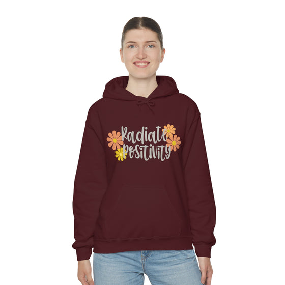 Chill Stitch – Radiate Positivity - Unisex Hooded Hoodie Sweatshirt – Embrace Your Vibe