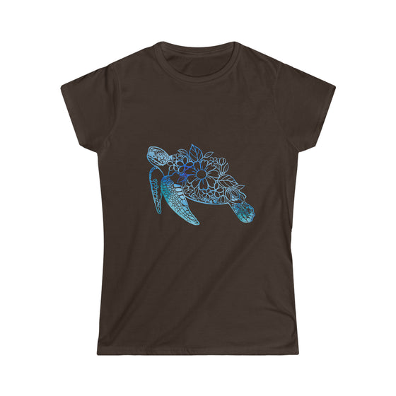 Floral Mandala SeaTurtle Shirt | Sea life Boho Bohemian |  Women’s Soft style Tee T-shirt