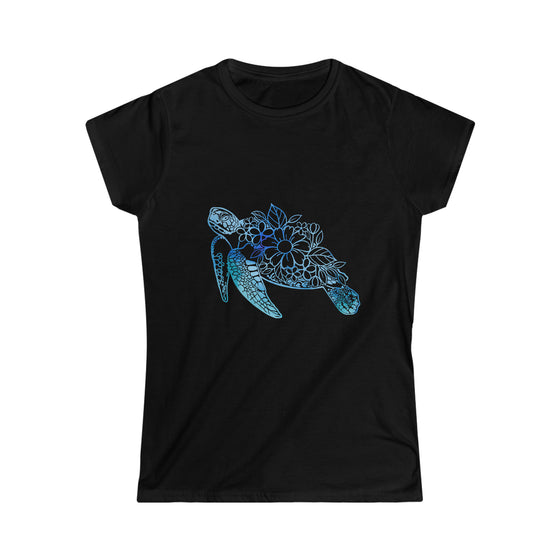 Floral Mandala SeaTurtle Shirt | Sea life Boho Bohemian |  Women’s Soft style Tee T-shirt