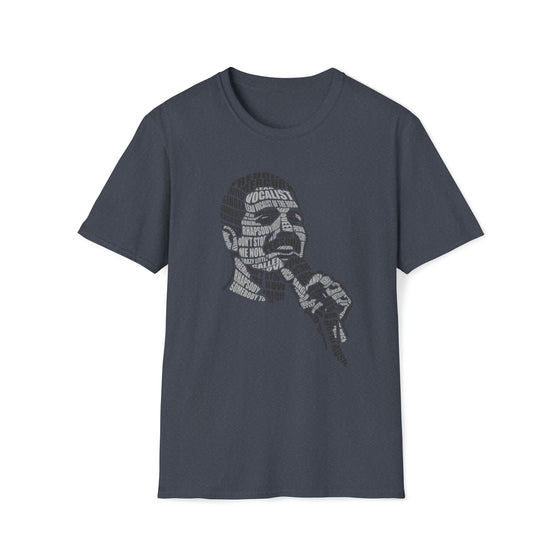 Abstract Shirt |  Freddy Mercuri | Unisex Soft Style Tee T-Shirt | Calligram Word Design