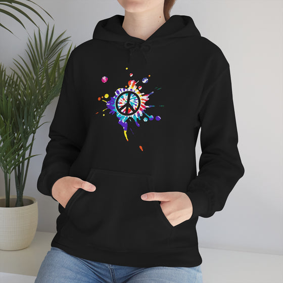 Chill Stitch – Peace Sign Color Splat - Unisex Hooded Hoodie Sweatshirt – Embrace Your Vibe