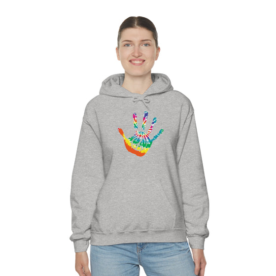 Chill Stitch –Tie-dye Peace Hand - Unisex Hooded Hoodie Sweatshirt – Embrace Your Vibe