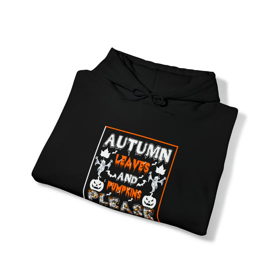 Halloween Sweatshirt | Autumn Leaves And Pumpkins Please | Unisex Hooded Hoodie Sweatshirt