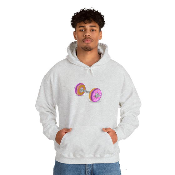 Doughnut Barbell Foodie Sweatshirt | Abstract Unisex Hooded Hoodie Sweatshirt