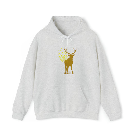 Butterfly Deer Buck Transformation | Abstract | Minimalist | Modern | Unisex Hooded Hoodie Sweatshirt | Embrace Your Vibe