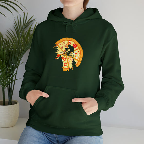 Pizza Moon Bike Ride Sweatshirt |  Abstract Unisex Hooded Hoodie Sweatshirt