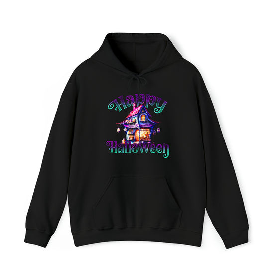 Halloween Sweatshirt | Happy Halloween Haunted House | Unisex Hooded Hoodie Sweatshirt