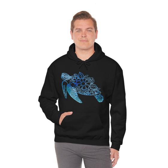 Floral Mandala Sea Turtle Sweatshirt | Unisex Hooded Hoodie Sweatshirt