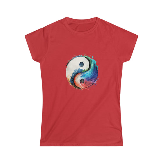 Hippie Shirt | Watercolor Yin Yang Symbol V1 |  Women's Soft style Tee T-Shirt