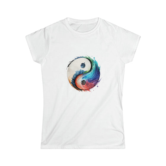 Hippie Shirt | Watercolor Yin Yang Symbol V1 |  Women's Soft style Tee T-Shirt