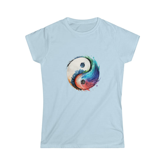 Hippie Shirt | Watercolor Yin Yang Symbol V1 |  Women's Soft style Tee T-Shirt