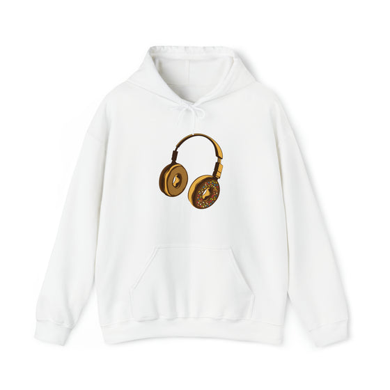 Headphone Donut Foodie Sweatshirt  | Abstract Unisex Hooded Hoodie Sweatshirt