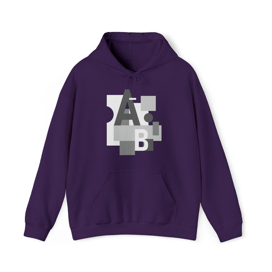 Abstract Shapes V8 Block Letters  | Abstract | Minimalist | Modern  Unisex Hooded Hoodie Sweatshirt | Embrace Your Vibe