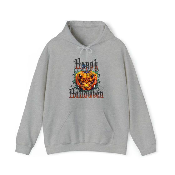 Halloween Sweatshirt | Happy Halloween Scary Pumpkin | Unisex Hooded Hoodie Sweatshirt