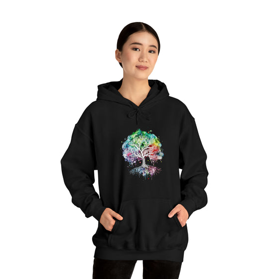 Lake Sweatshirt | Tree of Life Watercolor V4 Color Burst | Unisex Hooded Hoodie Sweatshirt