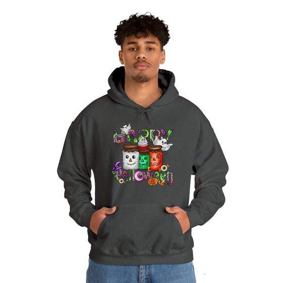 Halloween Sweatshirt | Happy Halloween Jars | Unisex Hooded Hoodie Sweatshirt