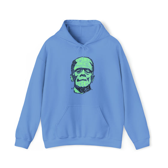 Frankenstein | Unisex Hooded Hoodie Sweatshirt | Embrace Your Vibe | Calligram Word Design