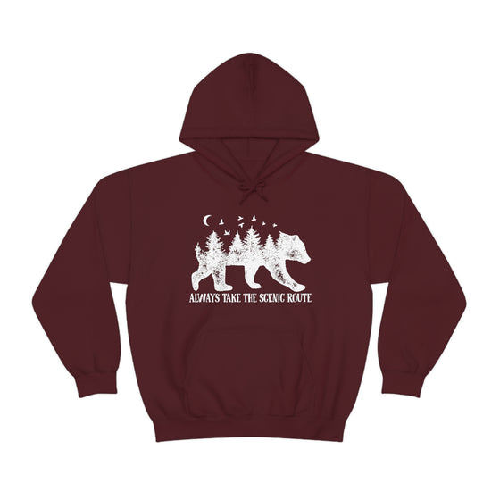Bear Always Take Scenic Route | Unisex Hooded Hoodie Sweatshirt | Embrace Your Vibe