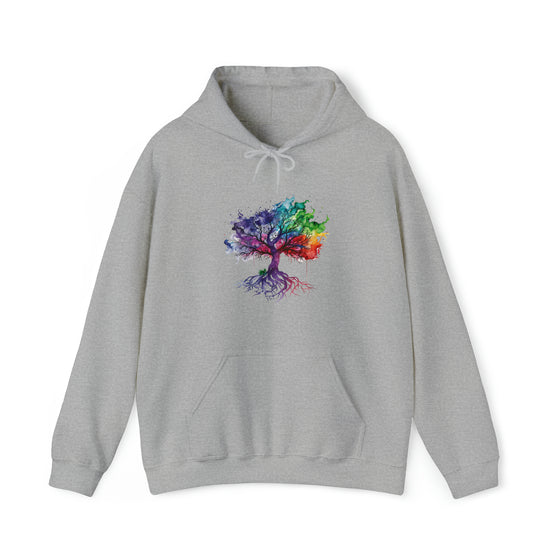 Hippie Sweatshirt | Tree of Life Watercolor Flowing Color V2 | Unisex Hooded Hoodie Sweatshirt