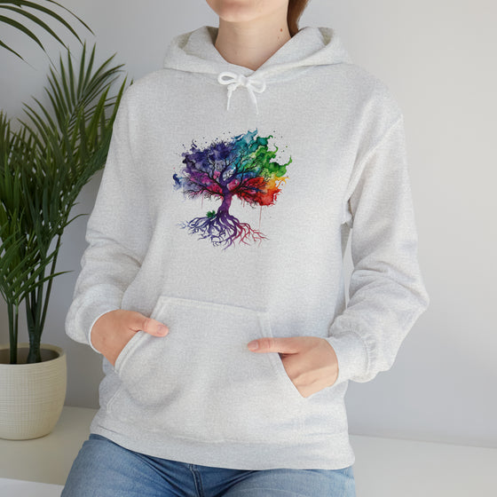 Hippie Sweatshirt | Tree of Life Watercolor Flowing Color V2 | Unisex Hooded Hoodie Sweatshirt