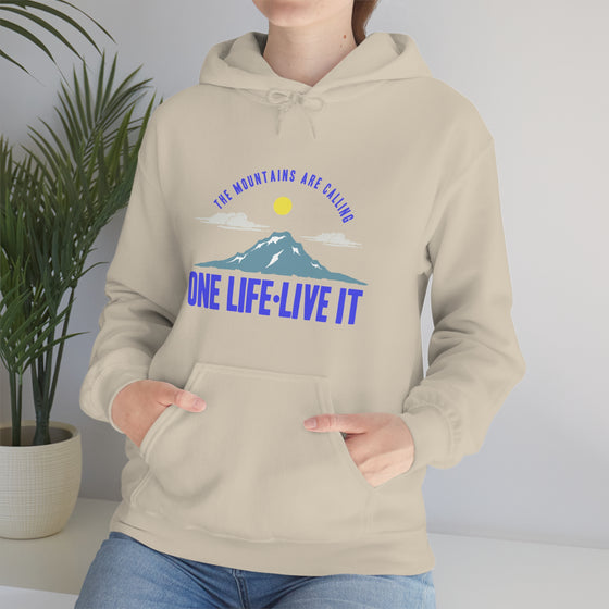 Chill Stitch – Mountains One Life Live It - Unisex Hooded Hoodie Sweatshirt – Embrace Your Vibe