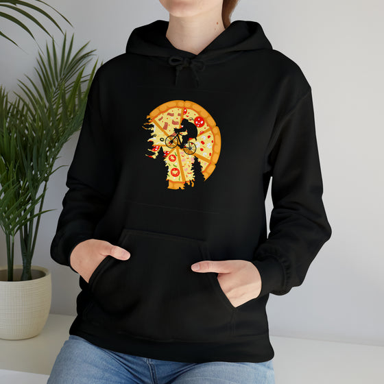 Pizza Moon Bike Ride Sweatshirt |  Abstract Unisex Hooded Hoodie Sweatshirt
